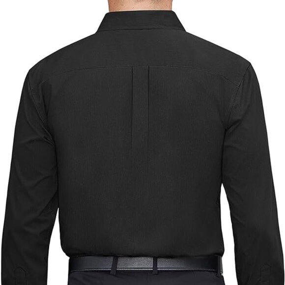 Men's Dress Shirts Stretch Stain Shield Long Sleeve Solid Formal Shirt Business - Picture 2 of 4